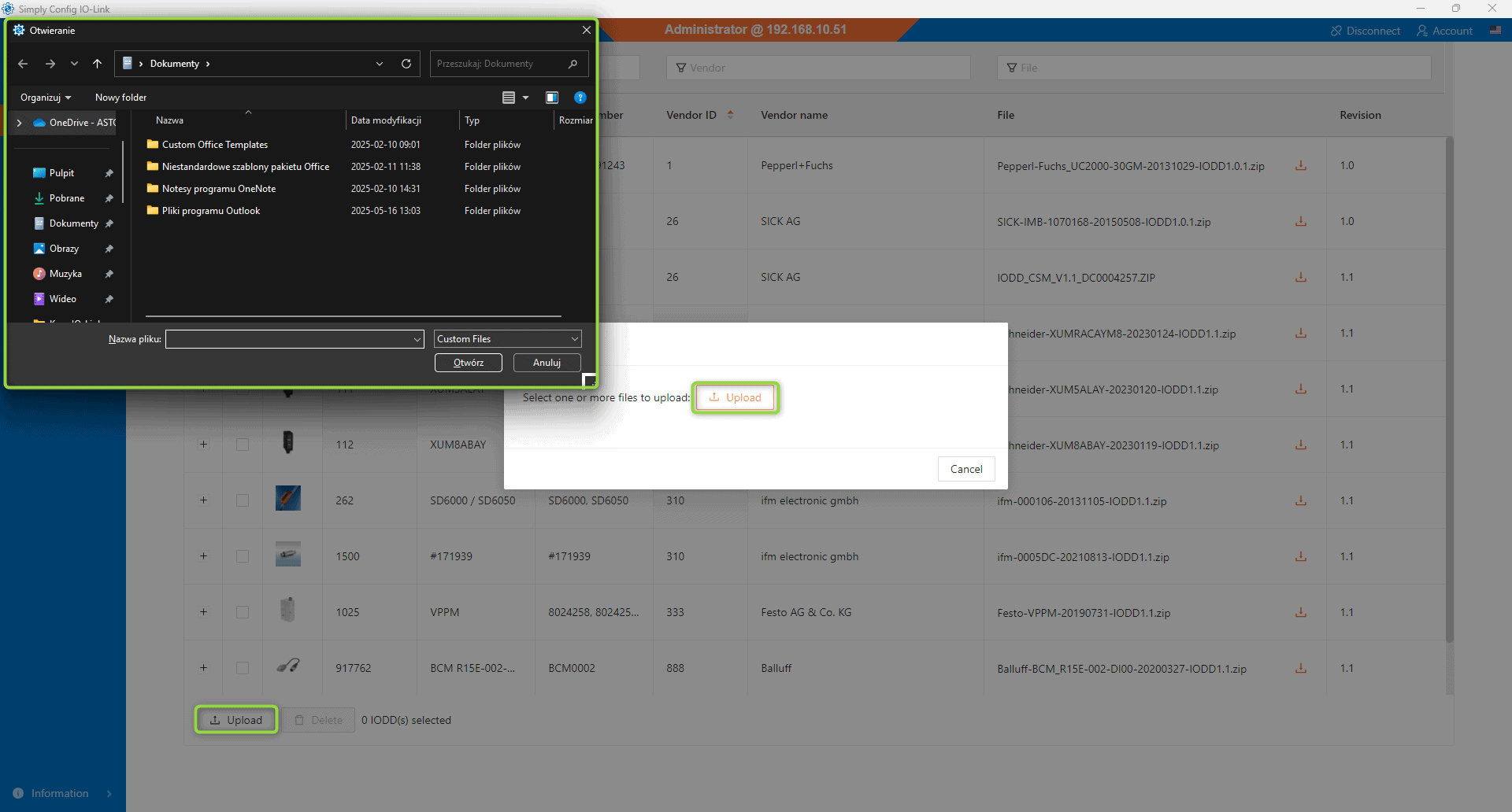 Kurs IO-Link krok po kroku Telemecanique Sensors Praca z załącznikami