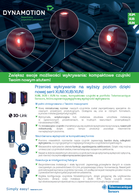 Kompaktowe czujniki fotoelektryczne XUM XUB XUN telemechanique sensors dynamotion